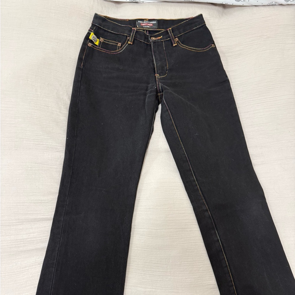 Pepe Jeans Black Flare Jeans with Contrast Stitching